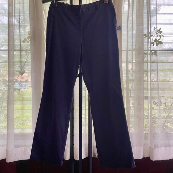 NWT Womens Lands End Mid Rise Trouser Leg Pants Navy Blue Size 8 - Picture 1 of 5